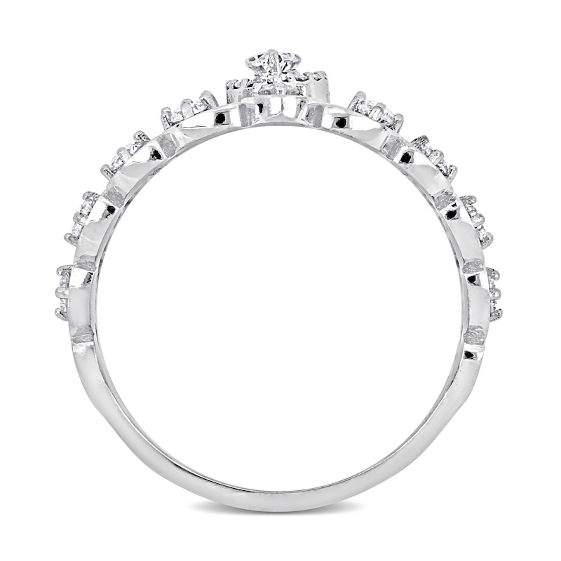 1.20 CT. T.W. Diamond Multi-Row Column Leaf-Edge Ring in 14K White Gold|Peoples Jewellers