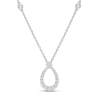 0.43 CT. T.W. Diamond Graduated Open Teardrop Station Necklace in 14K White Gold - 17.5"