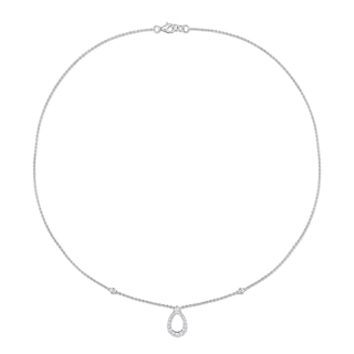 0.43 CT. T.W. Diamond Graduated Open Teardrop Station Necklace in 14K White Gold - 17.5"