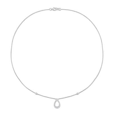 0.43 CT. T.W. Diamond Graduated Open Teardrop Station Necklace in 14K White Gold - 17.5"