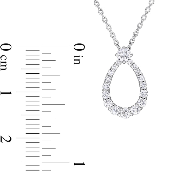 0.43 CT. T.W. Diamond Graduated Open Teardrop Station Necklace in 14K White Gold - 17.5"