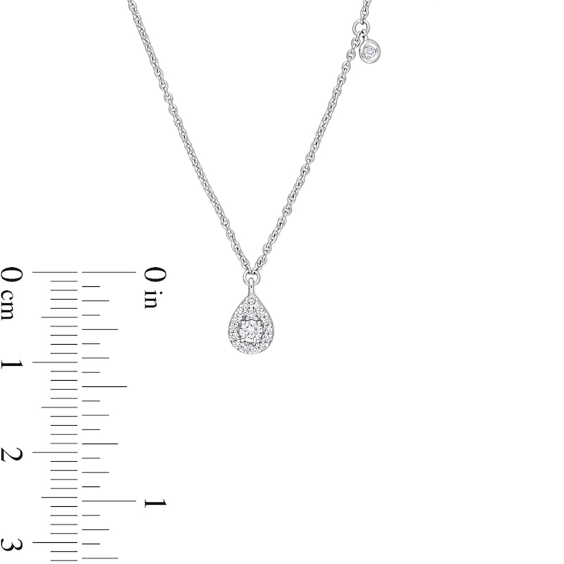 0.19 CT. T.W. Diamond Teardrop Three Stone Station Necklace in 14K White Gold - 17"