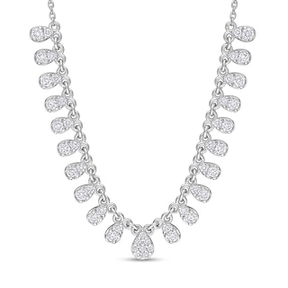 0.78 CT. T.W. Pear-Shaped Multi-Diamond Station Necklace in 14K White Gold - 17"