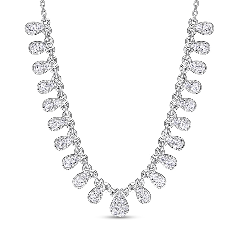 0.78 CT. T.W. Pear-Shaped Multi-Diamond Station Necklace in 14K White Gold - 17"|Peoples Jewellers