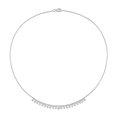 0.78 CT. T.W. Pear-Shaped Multi-Diamond Station Necklace in 14K White Gold - 17"