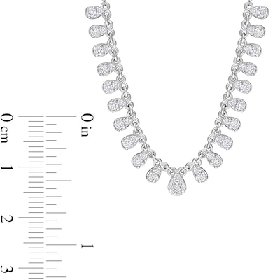 0.78 CT. T.W. Pear-Shaped Multi-Diamond Station Necklace in 14K White Gold - 17"