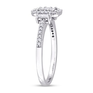 0.37 CT. T.W. Emerald-Shaped Multi-Diamond Collar Engagement Ring in 10K White Gold