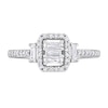 0.37 CT. T.W. Emerald-Shaped Multi-Diamond Collar Engagement Ring in 10K White Gold