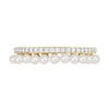 Freshwater Cultured Pearl and 0.16 CT. T.W. Diamond Double Row Ring in 14K Gold