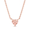 5.0mm Heart-Shaped Morganite Solitaire Necklace in 14K Rose Gold - 16"