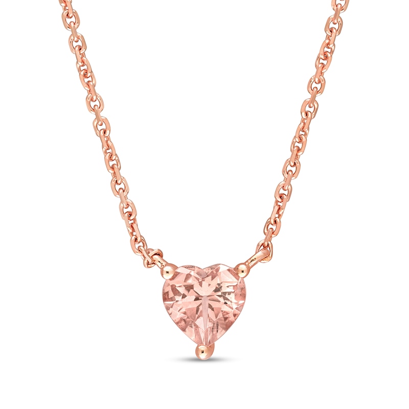 5.0mm Heart-Shaped Morganite Solitaire Necklace in 14K Rose Gold - 16"|Peoples Jewellers