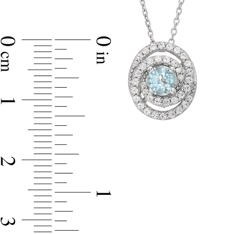 Aquamarine and White Lab-Created Sapphire Oval Spiral Necklace in Sterling Silver - 18”|Peoples Jewellers