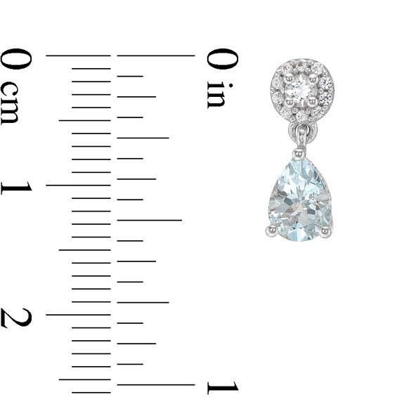 Pear-Shaped Aquamarine and White Lab-Created Sapphire Dangle Earrings in Sterling Silver