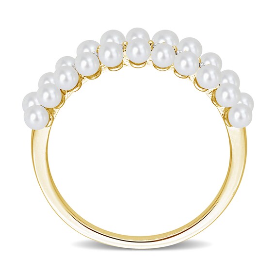 2.0-2.5mm Freshwater Cultured Pearl and 0.11 CT. T.W. Diamond Ring in 10K Gold