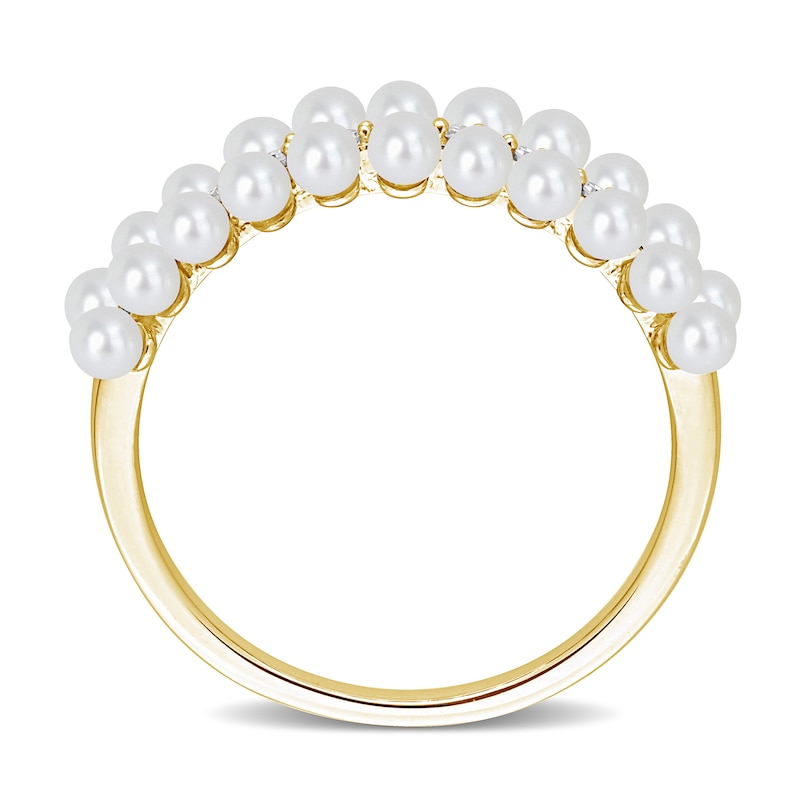 2.0-2.5mm Freshwater Cultured Pearl and 0.11 CT. T.W. Diamond Ring in 10K Gold|Peoples Jewellers