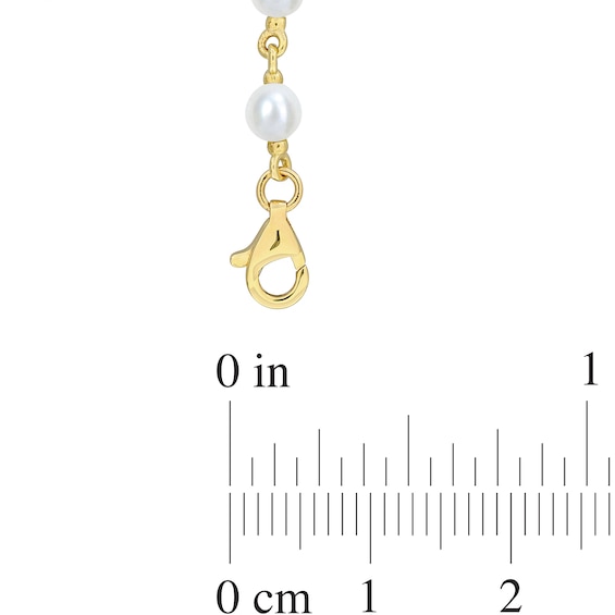 3.5-4.0mm Freshwater Cultured Pearl Station Bracelet in 10K Gold-7.25”