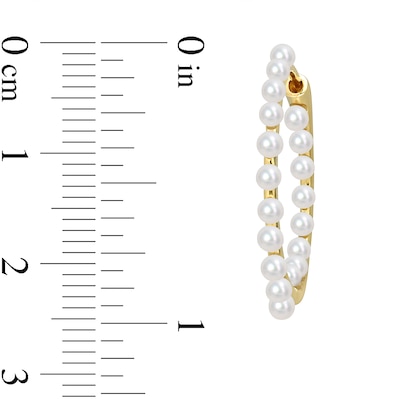 2.0-2.5mm Freshwater Cultured Pearl Inside-Out Hoop Earrings in 14K Gold