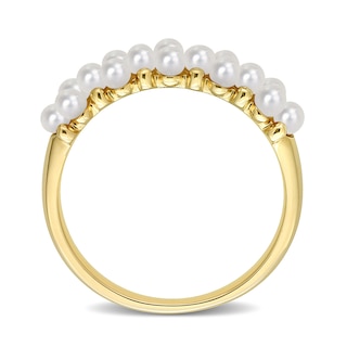 2.0-2.5mm Freshwater Cultured Pearl Cluster Band in 14K Gold