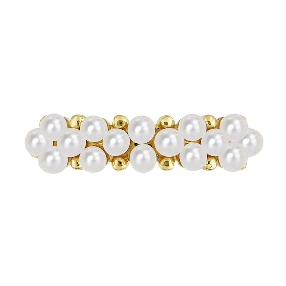 2.0-2.5mm Freshwater Cultured Pearl Cluster Band in 14K Gold