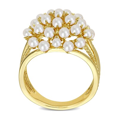 2.0-3.0 Freshwater Cultured Pearl Cluster Ring in Sterling Silver with Yellow Rhodium Plate