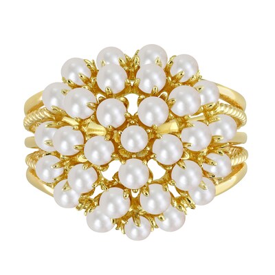 2.0-3.0 Freshwater Cultured Pearl Cluster Ring in Sterling Silver with Yellow Rhodium Plate