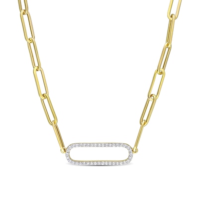 0.40 CT. T.W. Diamond Link Paper Clip Chain Necklace in 14K Gold - 18”