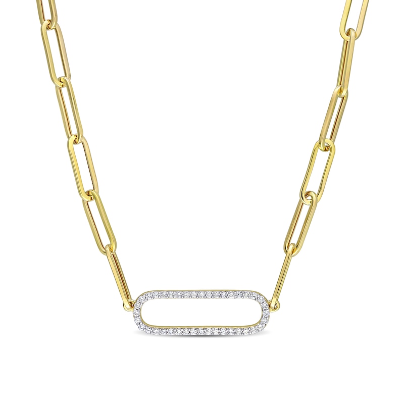 0.40 CT. T.W. Diamond Link Paper Clip Chain Necklace in 14K Gold - 18”|Peoples Jewellers