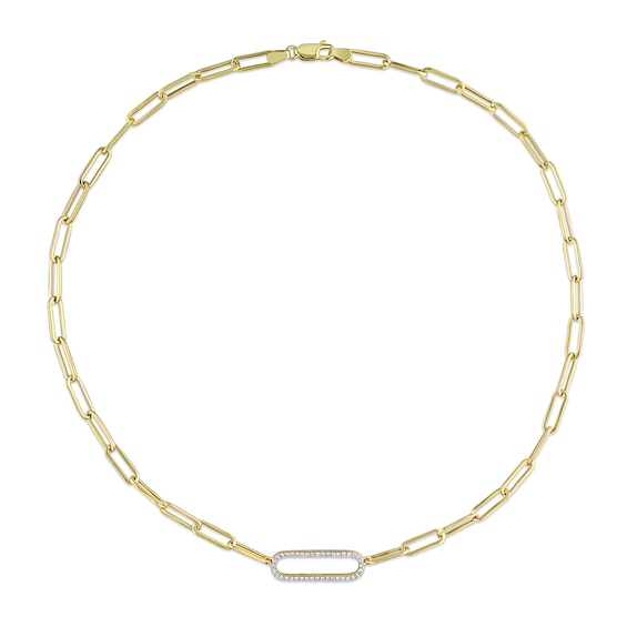 0.40 CT. T.W. Diamond Link Paper Clip Chain Necklace in 14K Gold - 18”