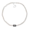 Men’s 7.0-7.5mm Freshwater Cultured Pearl and Enamel Anchor Necklace in Sterling Silver-21”