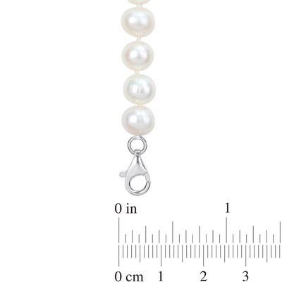 Men’s 7.0-7.5mm Freshwater Cultured Pearl and Enamel Anchor Necklace in Sterling Silver-21”