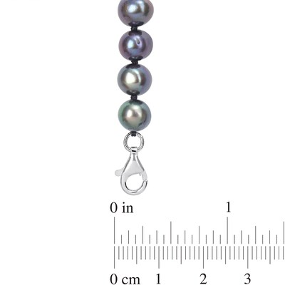 Men’s Black Freshwater Cultured Pearl and Anchor Necklace in Sterling Silver-21”