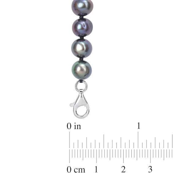 Men’s Black Freshwater Cultured Pearl and Anchor Necklace in Sterling Silver-21”