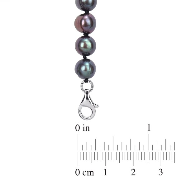 Men’s 7.0-7.5mm Black Cultured Pearl and 0.30 CT. T.W. Black Diamond Helm and Anchor Necklace in Sterling Silver-21”