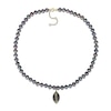 Thumbnail Image 2 of Black Freshwater Pearl and 0.62 CT. T.W. Black Diamond Football Charm Necklace in Sterling Silver with Gold Plate- 21”