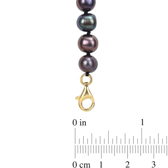 Black Freshwater Pearl and 0.62 CT. T.W. Black Diamond Football Charm Necklace in Sterling Silver with Gold Plate- 21”