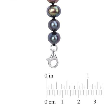 Black Freshwater Pearl and 0.10 CT. T.W. Black Diamond Fleur-de-Lis Charm Necklace in Sterling Silver - 21”