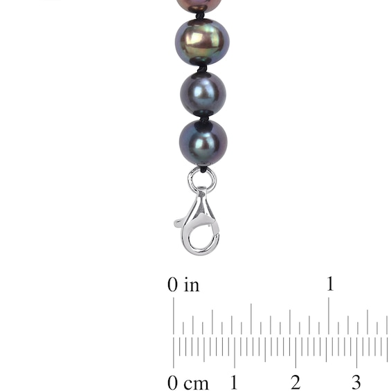 Black Freshwater Pearl and 0.10 CT. T.W. Black Diamond Fleur-de-Lis Charm Necklace in Sterling Silver - 21”