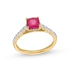 Certified Cushion-Cut Ruby and 0.33 CT. T.W. Diamond Ring in 10K Gold