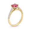 Thumbnail Image 3 of 6.0mm Cushion-Cut Certified Ruby and 0.33 CT. T.W. Diamond Ring in 10K Gold