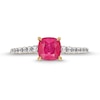 Thumbnail Image 4 of 6.0mm Cushion-Cut Certified Ruby and 0.33 CT. T.W. Diamond Ring in 10K Gold