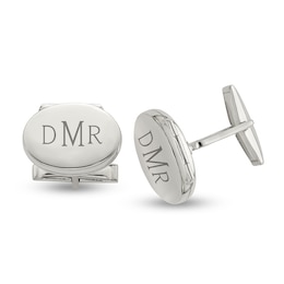 Engravable Oval Locket Cuff Links in Solid Sterling Silver (1-3 Initials)