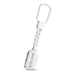 Engravable Rectangle Key Chain in Solid Sterling Silver (1-4 Lines)