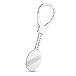 Engravable Brushed and Polished Oval Key Chain in Solid Sterling Silver (1-5 Lines)