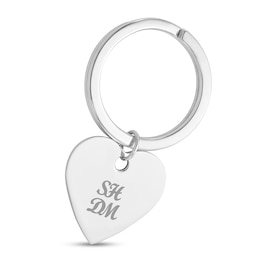 Engravable Heart-Shaped Key Ring in Solid Sterling Silver (1-4 Lines)