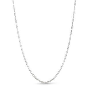 1.3mm Diamond-Cut Box Chain Necklace in Solid 10K White Gold - 20”