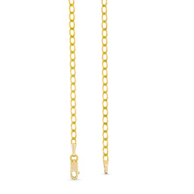 2.4mm Diamond-Cut Flat Curb Chain Necklace in Solid 10K Gold - 20"