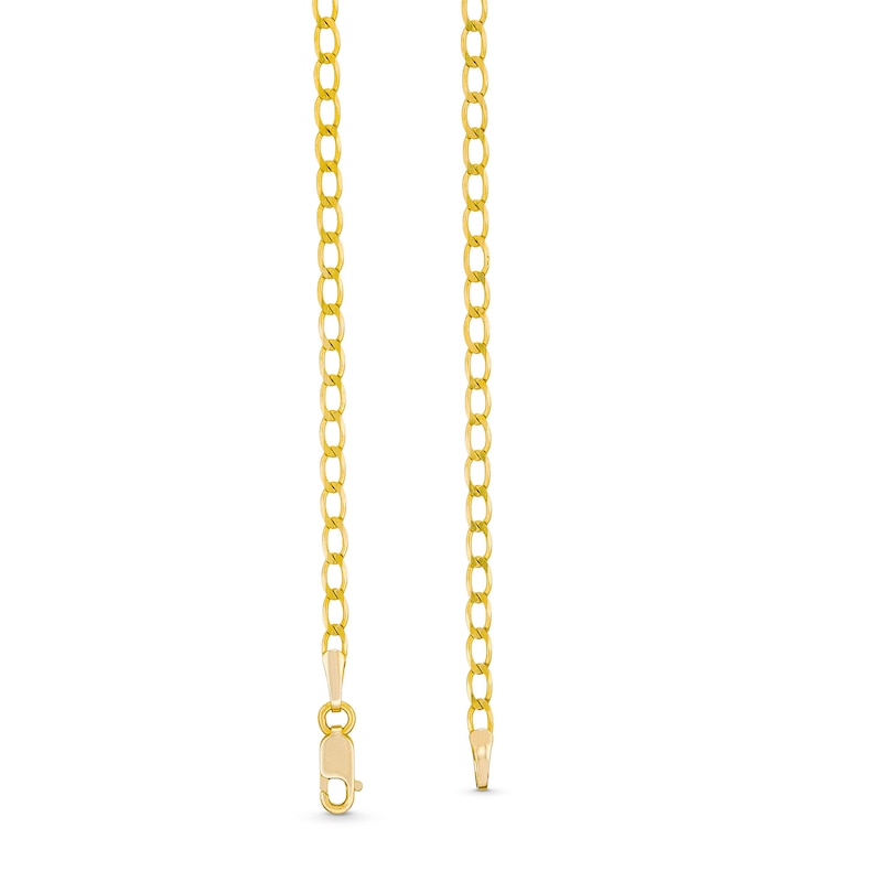2.4mm Diamond-Cut Flat Curb Chain Necklace in Solid 10K Gold - 20"|Peoples Jewellers