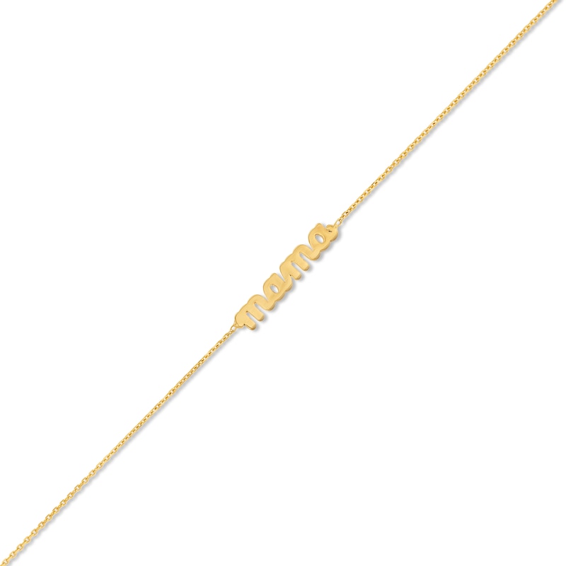 Cursive "mama" Cable Chain Bracelet in 10K Gold - 7.25"|Peoples Jewellers