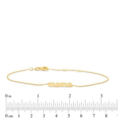 Cursive "mama" Cable Chain Bracelet in 10K Gold - 7.25"