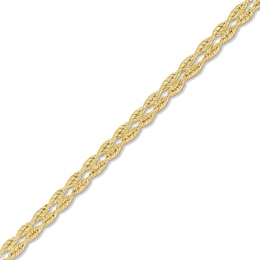 2.5mm Double Rope Chain Bracelet in Hollow 10K Gold - 7.25&quot;